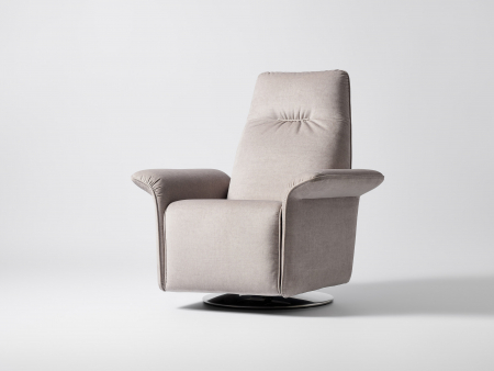 Fotolii si Demifotolii - Fotoliu Modern Rotativ cu Recliner Voyage Personalizabil Stil Contemporan Cadru Lemn Masiv Tapiterie Stofa sau Piele