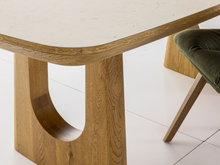 Masa dining Galla, personalizabila, 160x90cm sau 200x100cm, lemn de stejar, ceramica, multiple finisaje disponibile, stil japandi [15]