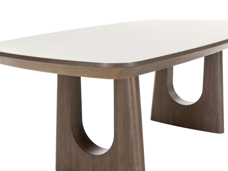 Masa dining Galla, personalizabila, 160x90cm sau 200x100cm, lemn de stejar, ceramica, multiple finisaje disponibile, stil japandi [4]