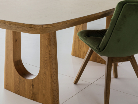 Masa dining Galla, personalizabila, 160x90cm sau 200x100cm, lemn de stejar, ceramica, multiple finisaje disponibile, stil japandi [6]