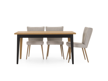 Masa extensibila Atlas Black 150/200cm, lemn masiv de stejar si panel furniruit, finisaj Castle Oak si Nero, stil modern [12]