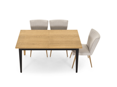 Masa extensibila Atlas Black 150/200cm, lemn masiv de stejar si panel furniruit, finisaj Castle Oak si Nero, stil modern [2]