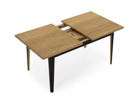 Masa extensibila Atlas Black 150/200cm, lemn masiv de stejar si panel furniruit, finisaj Castle Oak si Nero, stil modern [8]