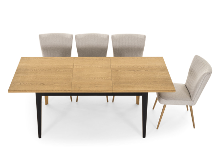 Masa extensibila Atlas Black 150/200cm, lemn masiv de stejar si panel furniruit, finisaj Castle Oak si Nero, stil modern [1]