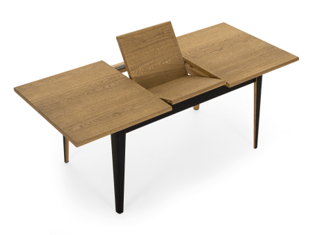 Masa extensibila Atlas Black 150/200cm, lemn masiv de stejar si panel furniruit, finisaj Castle Oak si Nero, stil modern [10]
