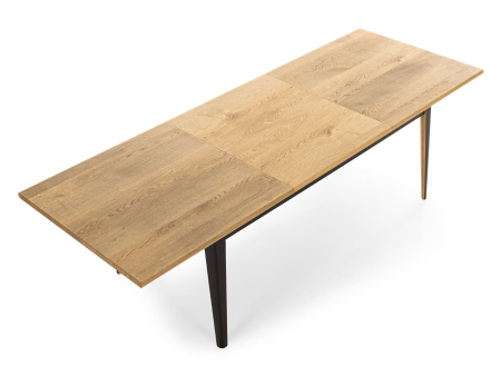 Masa extensibila Atlas Black 190/270cm, lemn masiv de stejar si panel furniruit, finisaj Castle Oak si Nero, stil modern [6]