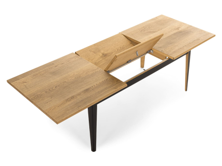 Masa extensibila Atlas Black 190/270cm, lemn masiv de stejar si panel furniruit, finisaj Castle Oak si Nero, stil modern [8]