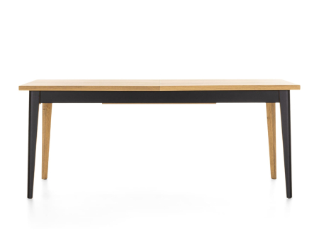Masa extensibila Atlas Black 190/270cm, lemn masiv de stejar si panel furniruit, finisaj Castle Oak si Nero, stil modern [3]