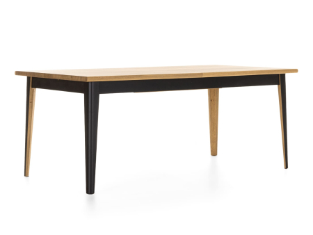 Masa extensibila Atlas Black 190/270cm, lemn masiv de stejar si panel furniruit, finisaj Castle Oak si Nero, stil modern [5]