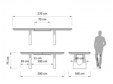 Masa extensibila Galla, personalizabila, dimensiuni variate, lemn de stejar, ceramica, multiple finisaje disponibile, stil japandi [6]