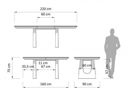 Masa extensibila Galla, personalizabila, dimensiuni variate, lemn de stejar, ceramica, multiple finisaje disponibile, stil japandi [5]