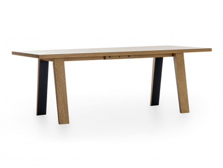 Mobila Dining - Masa extensibila Linea A, dimensiuni variate, lemn masiv de stejar, panel furniruit si otel, mutiple finisaje disponibile, stil contemporan