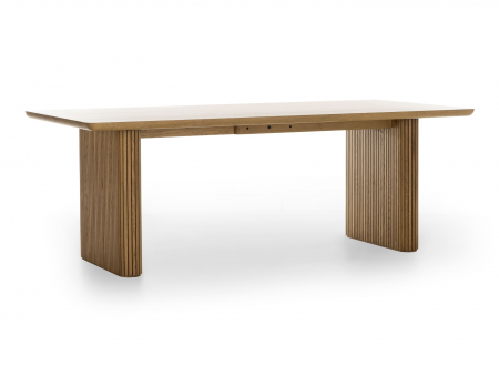 Mobila Dining - Masa extensibila Linea D+, dimensiuni variate, lemn de stejar, picioare cu riflaj, mutiple finisaje disponibile, stil contemporan