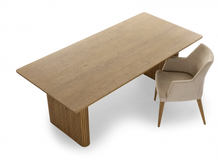 Masa extensibila Linea D+, dimensiuni variate, lemn de stejar, picioare cu riflaj, mutiple finisaje disponibile, stil contemporan [1]