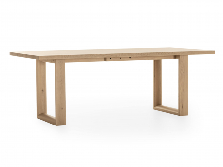 Mobila Dining - Masa extensibila Linea U, dimensiuni variate, lemn masiv de stejar, panel furniruit si otel, mutiple finisaje disponibile, stil japandi