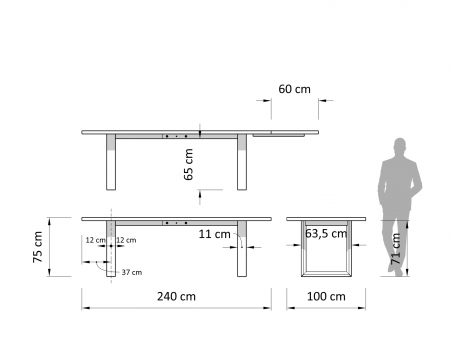 Masa extensibila Linea U, dimensiuni variate, lemn masiv de stejar, panel furniruit si otel, mutiple finisaje disponibile, stil japandi [12]