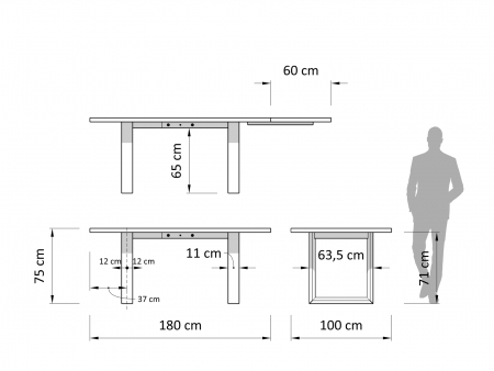 Masa extensibila Linea U, dimensiuni variate, lemn masiv de stejar, panel furniruit si otel, mutiple finisaje disponibile, stil japandi [10]