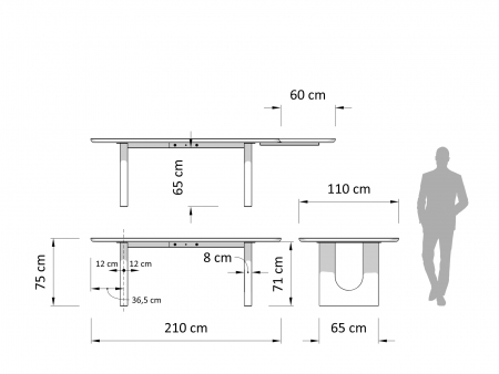 Masa extensibila ovalizata Rimini, dimensiuni variate, lemn masiv de stejar si panel furniruit, mutiple finisaje disponibile, stil japandi [14]