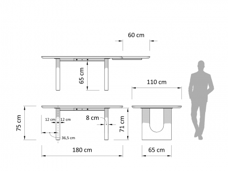 Masa extensibila ovalizata Rimini, dimensiuni variate, lemn masiv de stejar si panel furniruit, mutiple finisaje disponibile, stil japandi [13]