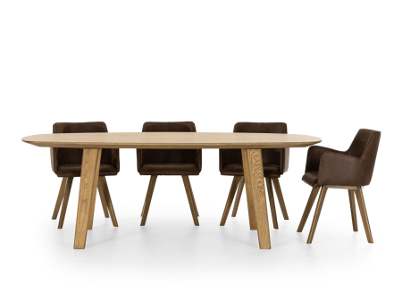 SALE - Masa ovalizata Surf Home 220cm (A), lemn de stejar, finisaj Castle Oak, stil contemporan SALE