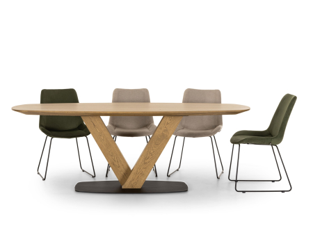 SALE - Masa ovalizata Surf Elegance 220cm (V), lemn de stejar, finisaj Castle Oak, stil contemporan SALE
