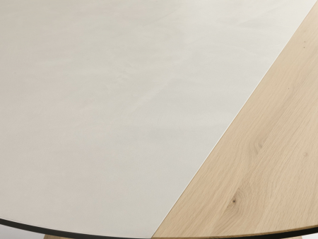 Masa rotunda Dream, D110-D150cm, blat din lemn masiv de stejar, ceramica si MDF, picioare din lemn masiv de stejar si otel, multiple finisaje disponibile, stil contemporan [3]