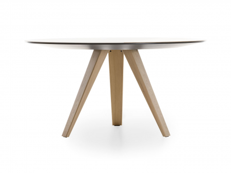 Masa rotunda Dream, D110-D150cm, blat din lemn masiv de stejar, ceramica si MDF, picioare din lemn masiv de stejar si otel, multiple finisaje disponibile, stil contemporan [9]