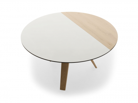 Masa rotunda Dream, D110-D150cm, blat din lemn masiv de stejar, ceramica si MDF, picioare din lemn masiv de stejar si otel, multiple finisaje disponibile, stil contemporan [12]