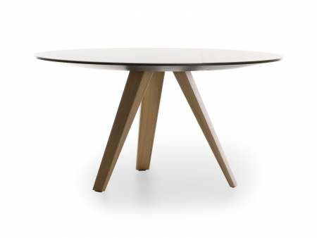 Masa rotunda Dream, D110-D150cm, blat din lemn masiv de stejar, ceramica si MDF, picioare din lemn masiv de stejar si otel, multiple finisaje disponibile, stil contemporan [11]