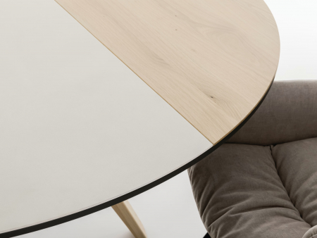 Masa rotunda Dream, D110-D150cm, blat din lemn masiv de stejar, ceramica si MDF, picioare din lemn masiv de stejar si otel, multiple finisaje disponibile, stil contemporan [10]