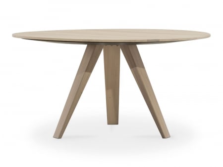 Mobila Dining - Masa rotunda Tribeca, D130-D150cm, blat din lemn masiv de stejar si MDF, picioare din lemn masiv de stejar si otel, multiple finisaje disponibile, stil contemporan