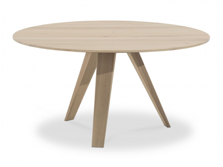 Masa rotunda Tribeca, D130-D150cm, blat din lemn masiv de stejar si MDF, picioare din lemn masiv de stejar si otel, multiple finisaje disponibile, stil contemporan [2]