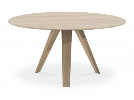 Masa rotunda Tribeca, D130-D150cm, blat din lemn masiv de stejar si MDF, picioare din lemn masiv de stejar si otel, multiple finisaje disponibile, stil contemporan [1]