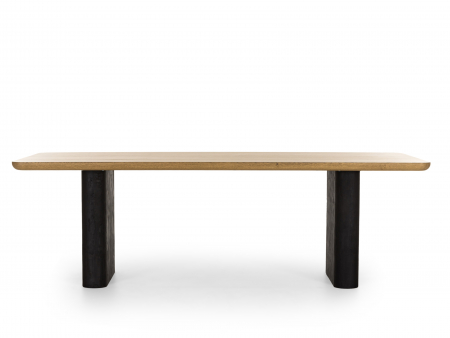 Masa dreptunghiulara Veneto, dimensiuni variate, minimalist, lemn de stejar si microciment, mutiple finisaje disponibile, stil contemporan [9]
