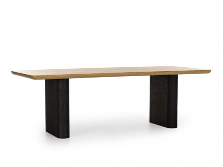 Masa dreptunghiulara Veneto, dimensiuni variate, minimalist, lemn de stejar si microciment, mutiple finisaje disponibile, stil contemporan [1]