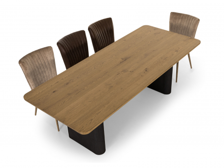 Masa dreptunghiulara Veneto, dimensiuni variate, minimalist, lemn de stejar si microciment, mutiple finisaje disponibile, stil contemporan [4]