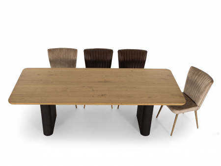 Masa dreptunghiulara Veneto, dimensiuni variate, minimalist, lemn de stejar si microciment, mutiple finisaje disponibile, stil contemporan [11]