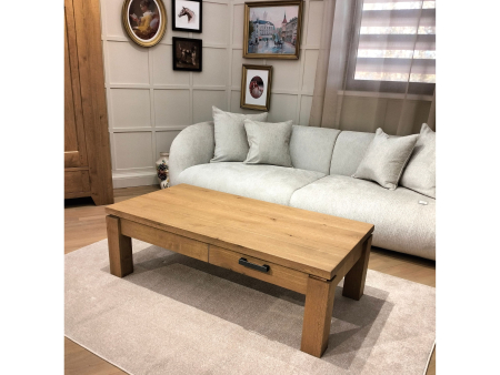 Masuta cafea 2 sertare Normandy 140x70cm, lemn masiv stejar, glisiere cu amortizare, stil modern [10]