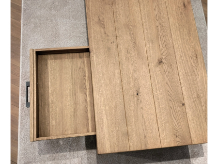 Masuta cafea 2 sertare Normandy 140x70cm, lemn masiv stejar, glisiere cu amortizare, stil modern [6]