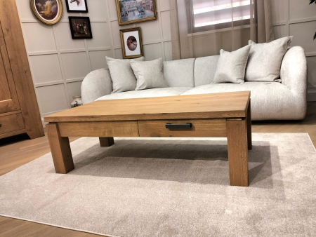 Masuta cafea 2 sertare Normandy 140x70cm, lemn masiv stejar, glisiere cu amortizare, stil modern [1]