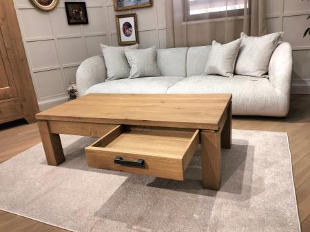 Masuta cafea 2 sertare Normandy 140x70cm, lemn masiv stejar, glisiere cu amortizare, stil modern [7]