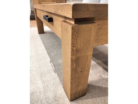 Masuta cafea 2 sertare Normandy 140x70cm, lemn masiv stejar, glisiere cu amortizare, stil modern [2]