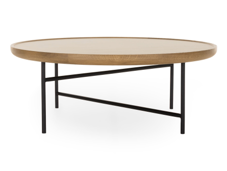 Masuta cafea Helios Combo D87x31cm, placa ceramica si stejar, picioare metalice, multiple finisaje disponibile, stil contemporan [10]