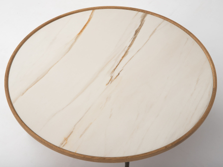 Masuta cafea Helios Combo D87x31cm, placa ceramica si stejar, picioare metalice, multiple finisaje disponibile, stil contemporan [9]