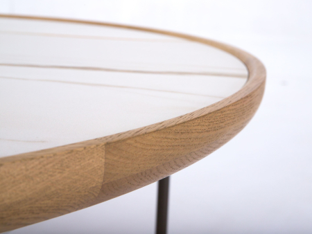 Masuta cafea Helios Combo D87x31cm, placa ceramica si stejar, picioare metalice, multiple finisaje disponibile, stil contemporan [4]