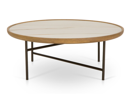 Living - Masuta cafea Helios Combo D87x31cm, placa ceramica si stejar, picioare metalice, multiple finisaje disponibile, stil contemporan