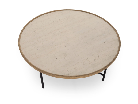 Masuta cafea Helios Combo D87x31cm, placa ceramica si stejar, picioare metalice, multiple finisaje disponibile, stil contemporan [11]