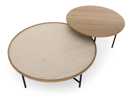 Masuta cafea Helios D67x41cm, placa lemn masiv de stejar, picioare metalice, multiple finisaje disponibile, stil contemporan [7]