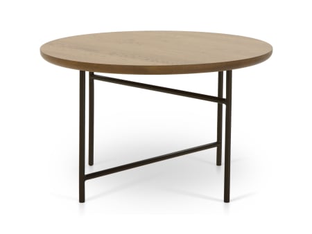 Living - Masuta cafea Helios D67x41cm, placa lemn masiv de stejar, picioare metalice, multiple finisaje disponibile, stil contemporan