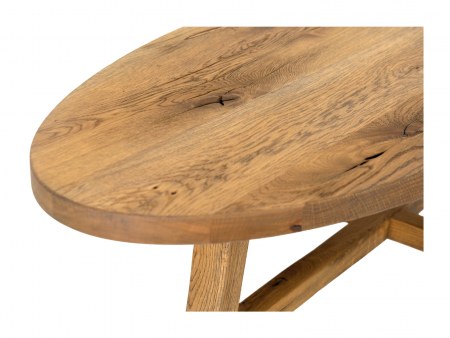 Masuta cafea ovala Lombardy 130cm, lemn masiv de stejar, mutiple finisaje disponibile, stil rustic [4]